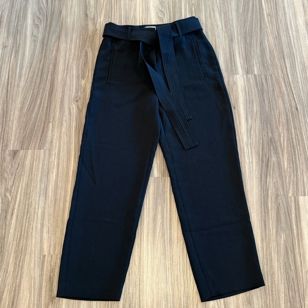 Wilfred Black Tie Front Cropped Trouser Crepe Pants Size 6 - Picture 8 of 15